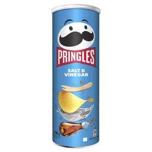 Crisps Pringles Salt & Vinegar 165 g tube, Pringles snack chips 165g