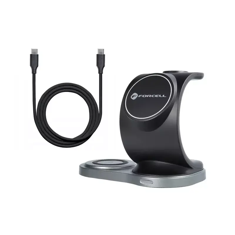 3in1 Wireless Charger Stand FORCELL FO-QiST3IN1P-BK 15W Photo 3