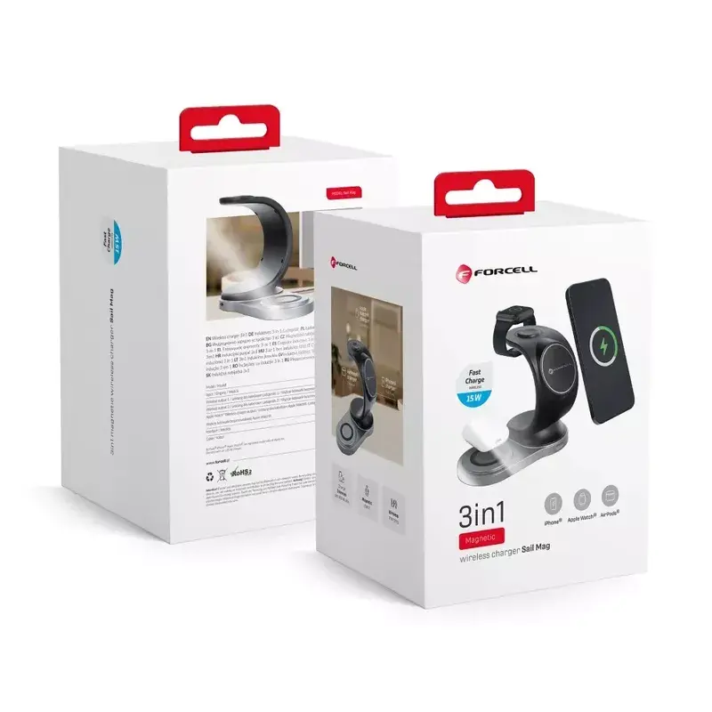 3in1 Wireless Charger Stand FORCELL FO-QiST3IN1P-BK 15W Photo 7