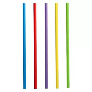 Vienreizējās papīra salmiņi dzērieniem Papstar 88481 — 250 mm garums, 8 mm diametrs, dažādas krāsas, iepakojumā 100 gab.