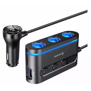 Автомобильное зарядное устройство SWISSTEN 20114010 — 2× USB-C PD, 1× USB-A QC 3.0