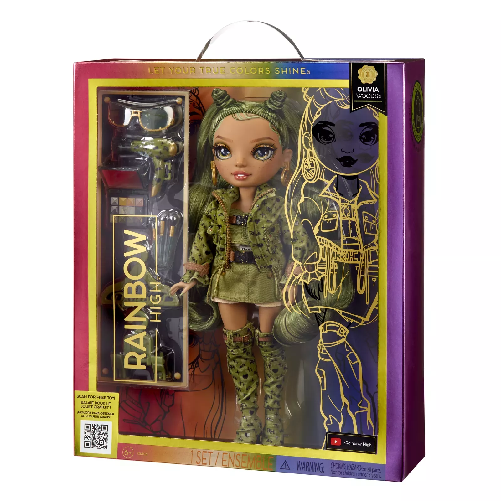 Rainbow High Olivia, Camo Green Fashion Doll, Outfit & 10+ Colorful Play  Accessories. Kids Gift 4-12 Years Old and Collectors