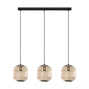 Ceiling Lighting EGLO Bordesley E27 Black Brown Round 3 Bulbs