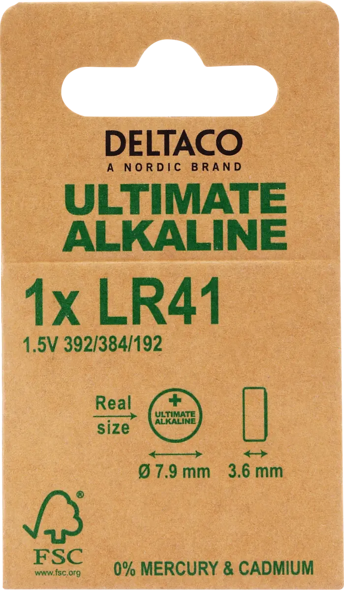 Poga-baterija DELTACO ULT-LR41 1,5V Photo 5