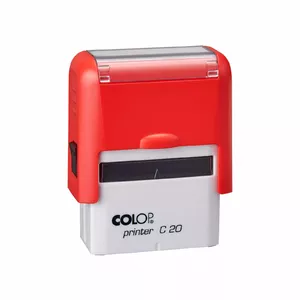 Самонаборный штамп COLOP Printer C20 с красным корпусом и синей штемпельной подушкой