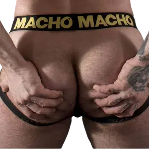Jockstrap macho underwear MACHO MX25AC Yellow Leather S, men's supportive underwear, size S