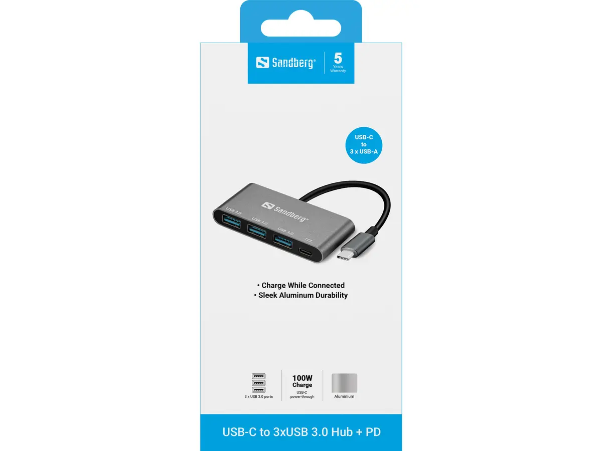 Sandberg USB-C to 3xUSB 3.0 Hub + PD Photo 2