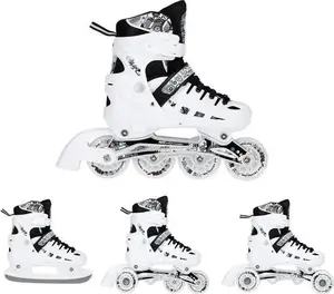 Inline Skates Nils Extreme NH10905 4in1 White LED Size M (31–34) with Hockey Blade