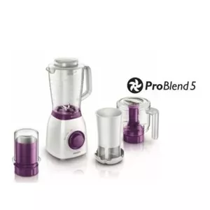 Galda blenderis Philips Viva Collection HR2166/00 — 2 L trauks, 600 W, sasmalcina ledus, balti-violets