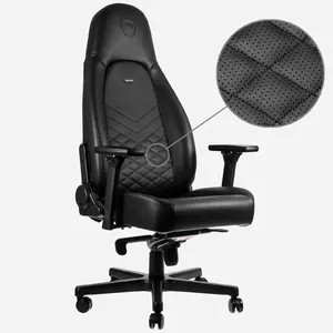 Игровое кресло noblechairs Icon с мягким сиденьем и спинкой — чёрное, колёса 6 см, грузоподъёмность 180 кг