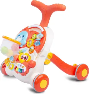 Push Walker and Activity Table Toyz Spark — 2-in-1 infant walker and play desk, orange