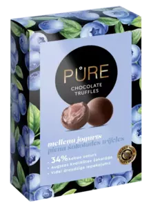 Box of chocolate truffles pure chocolate PURE 148g — blueberry yogurt cream filling