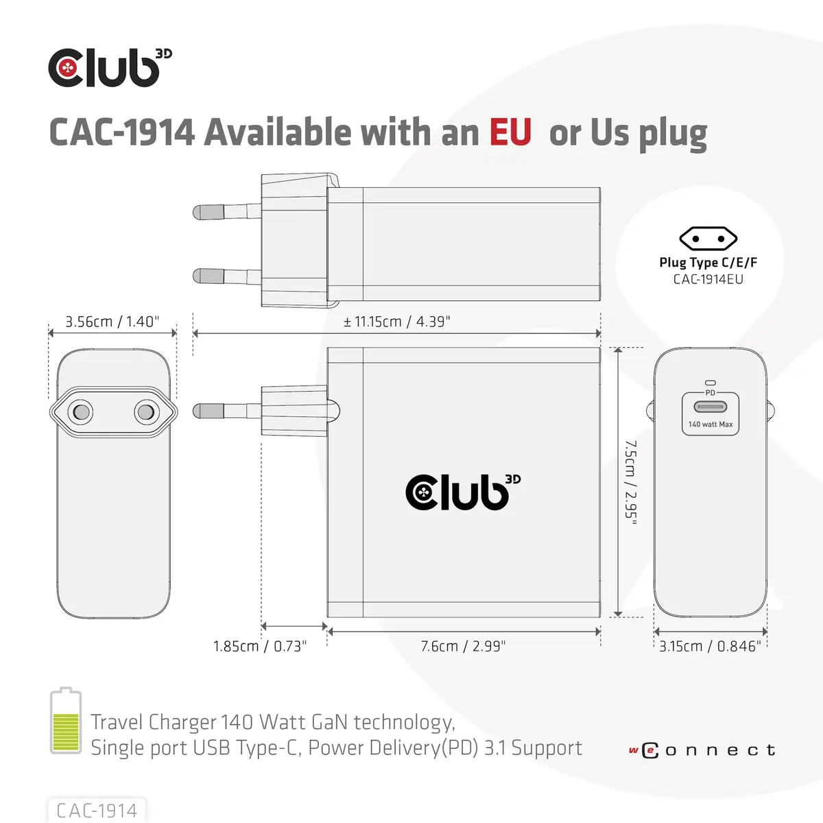 Ceļojumu lādētājs CLUB3D CAC-1914EU Photo 5