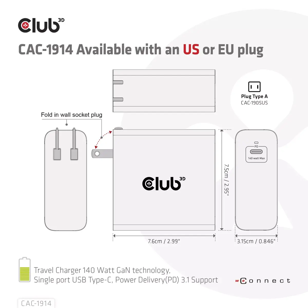 Ceļojumu lādētājs CLUB3D CAC-1914EU Photo 7
