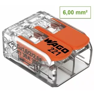 2-pole connector Wago 221-612 for fine-stranded conductors 0.14–6 mm²
