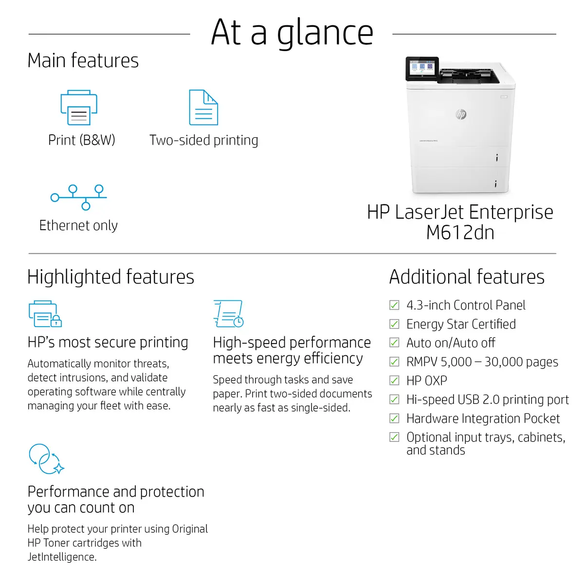 HP LaserJet Enterprise M612dn melnbalts lāzerprinteris Photo 4