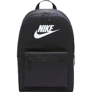 Mugursoma NIKE Heritage Backpack Black DC4244 010 — ikdienas viena nodalījuma soma ar priekšējo rāvējslēdzēja kabatu