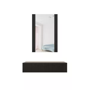 Kosmētiskais galds ar spoguli cama meble PAFOS 80×41.6×100 cm, MDF rāmis, 1 atvilktne, matēti melns