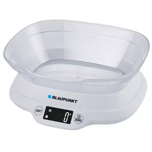 Elektroniskais virtuves svari BLAUPUNKT FKS501 — 5 kg, precizitāte 1 g, balts taisnstūrveida