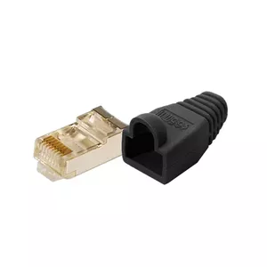 LogiLink MP0012 RJ-45 Modular Plug with Kink Protection Sleeve, Black, 100 Pieces