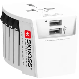 Power Plug Adapter Universal Skross 61664 100-250V 2.4A USB