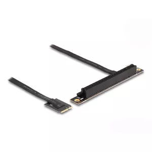DeLOCK M.2 Key A+E to PCIe x16 NVMe Adapter angled with 20 cm cable