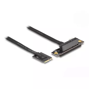 DeLOCK M.2 Key A+E to PCIe x4 NVMe Adapter angled with 20 cm cable