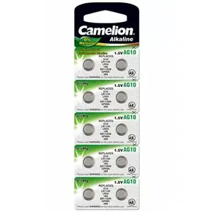 Button cell battery CAMELION AG10 (C-AG10) alkaline — pack of 10, coin cell for small electronics