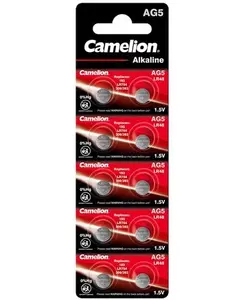 Single-use alkaline button battery CAMELION SR754W (AG5) 1.5V 10 pcs, 7.9×5.4 mm