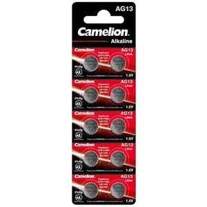 Viena reize lietojama baterija CAMELION LR44 (C-AG13) 1,5 V alkaliskā, 10 gab., augstums 5,4 mm, diametrs 11,6 mm