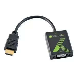 Techly 301658 video kabeļu aksesuārs 0,1 m HDMI Type A (Standard) VGA (D-Sub) Melns