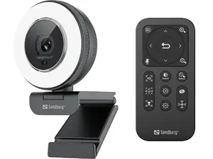 Sandberg Streamer USB Webcam Pro Elite with Quad HD 1440p Resolution Omnidirectional Microphone USB 2.0 Interface and Built-in Flash