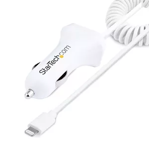 Car Charger StarTech.com USBLT2PCARW2 12W Dual USB 1m Coiled Cable White