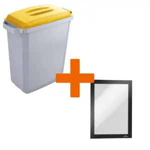 Durable DURABIN Rectangular Plastic Grey Yellow Width 590 mm Depth 275 mm Height 600 mm