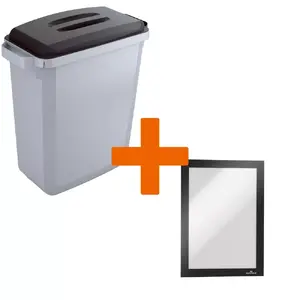 Durable DURABIN Taisnstūra Plastmasas Melns Pelēks Platums 590 mm Dziļums 275 mm Augstums 600 mm