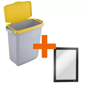 Durable DURABIN Rectangular Plastic Grey Yellow Width 590 mm Depth 275 mm Height 600 mm