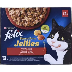 Влажный корм для кошек Nestle SENSATIONS WIEJSKIE SMAKI 24×85 г – говядина, курица, утка, ягнятина в желе