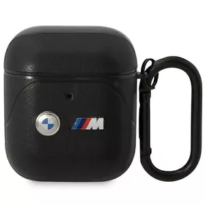 Protective leather case for wireless earbuds BMW BMA222PVTK Black Curved Line