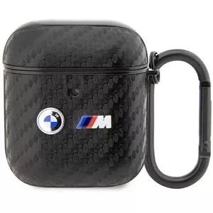 Protective AirPods case BMW BMA2WMPUCA2 Black Carbon with double metal BMW logo