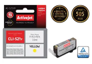 Ink cartridge ActiveJet for Canon CLI-521Y, compatible, dye-based yellow, XL 10 ml single pack