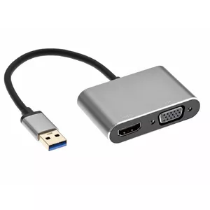 Displeja adapteris RoGer RO-DGK-2IN1-2 USB uz VGA un HDMI ar audio
