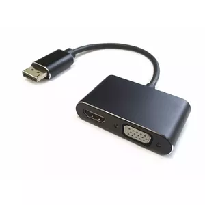 Adapter RoGer RO-DP2VGA+HDMI-BK DisplayPort to HDMI and VGA, supports up to 4K@30Hz