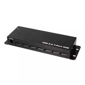 LogiLink UA0318 7-Port USB 2.0 Industrial Hub, Metal Housing, Black