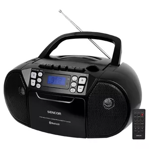 Portable stereo system SENCOR SPT 3907 B — CD/MP3, Bluetooth, FM, USB, 14 W, black