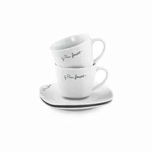 Ceramic cup and saucer set LAMART LT9016 — 2x cup 220 ml, cup Ø 8 cm, cup 8×6.8 cm, saucer 14.5×14.5 cm, porcelain, dishwasher safe