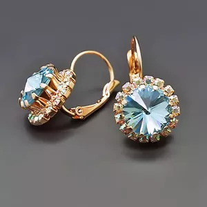 Auskari "Klaris IX (Aquamarine Blue)" ar Swarovski™ kristāliem