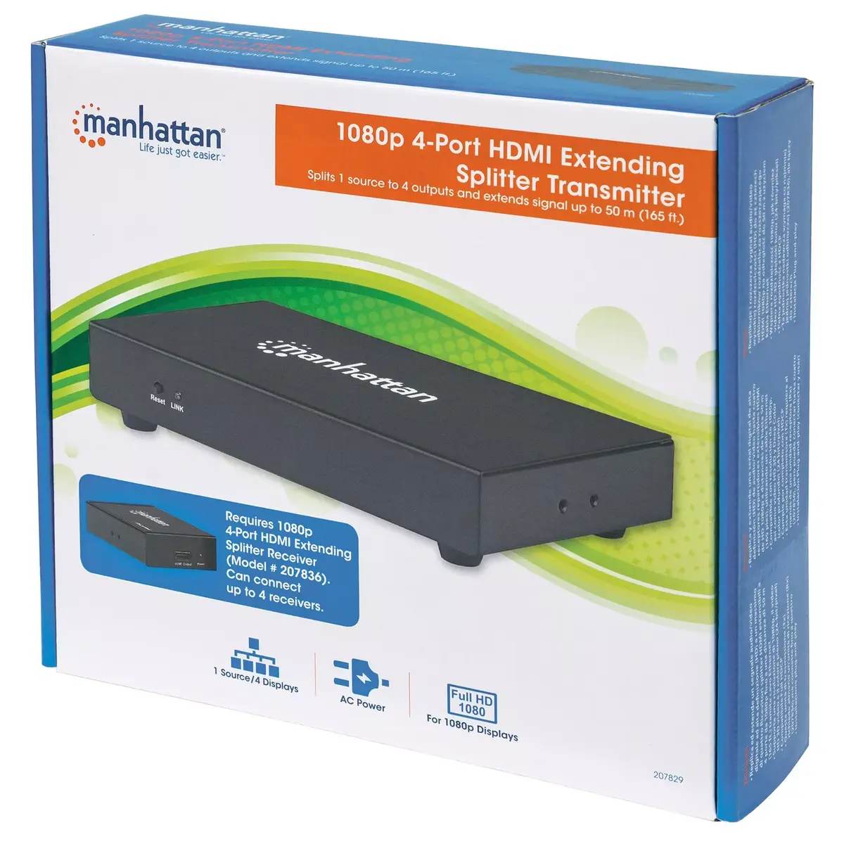 AV transmitter Manhattan 1080p 4-Port HDMI Extending Splitter Photo 2