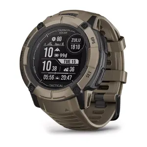 Viedpulkstenis GARMIN Instinct 2X Solar Tactical Edition — 50 mm polimēra korpuss, olīvu silikona siksniņa, GPS/GLONASS/Galileo, Power Glass