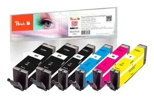 Сменный набор картриджей PEACH Multi Pack Plus для Canon – Пигментный черный, Голубой, Пурпурный, Желтый, Стандартная емкость, 6 шт.