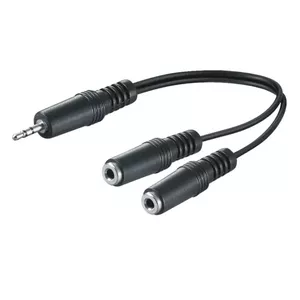 M-Cab 3.5mm - 2x 3.5mm M/F 0.2m audio kabelis 0,2 m 2 x 3.5mm Melns